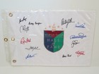 Signed World Of Golf Hall Of Fame Flag Nicklaus Palmer Floyd, Mickelson Casper +