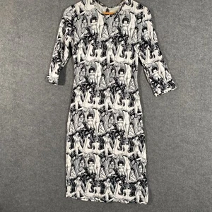 Leonard St. Dress Womens 10 Black White Bodycon Fitted Monochrome Evening Art - Picture 1 of 12