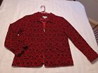 Christopher & Banks Velvet Jacket zip-up red black tailored Look XL holiday