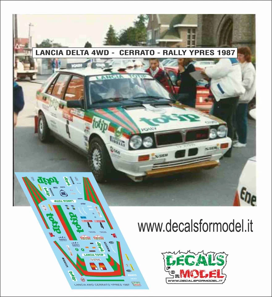 DECALS 1:43 LANCIA DELTA 4WD TOTIP CERRATO RALLY YPRES 1987 - Immagine 1 di 1