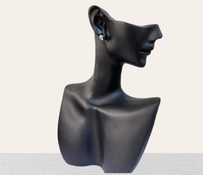 orecchini donna ragazza argento 925 rodiato anallergico cuore cuori zirconi neri - Immagine 1 di 4