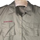 Boy Scouts of America Ladies 42/44 Tan Pockets Flag Long Sleeve Button Up Shirt