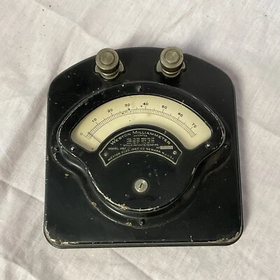 Vtg 1917 Weston Milliammeter Model 280 Electrical Instrument, Untested - Image 1 of 4