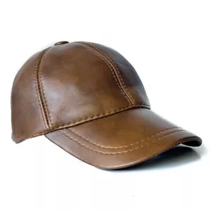 VINTAGE Leather Baseball Cap LAMBSKIN LEATHER Dad Hat Snapback - Picture 1 of 4