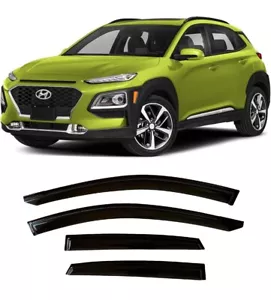 Hyundai Kona 2018-2023 Black Deflector Vent Visor Wind Rain Sun Guard - Picture 1 of 8