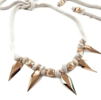 Cinturón Collar Rebecca Minkoff Cuerda Cooper Hoja Beige Diseñador Muestra 49" Largo. Foto 1 de 4