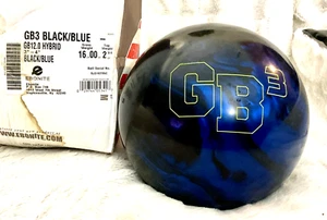 Palla da bowling non forata 16 libbre ebanite GB3 GB 12.0 ibrida nera blu - Foto 1 di 8