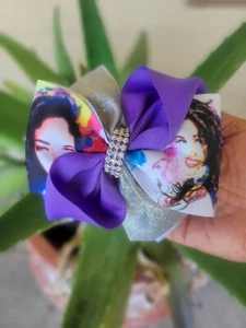 Girls Large 3" Ribbon Purple Selena Quintanilla 5" Hairbow - Picture 1 of 6