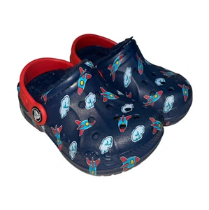 Crocs Childs Toddler Sz 7 C Rocket Spaceship Slip On Clog Shoes Blue Boys - Picture 1 of 10