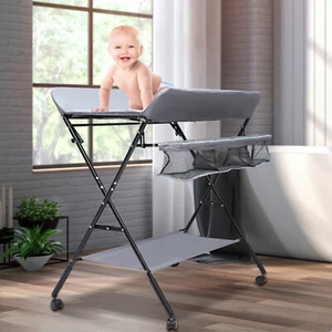 Baby Infant Changing Table Folding Diaper Station Nursery Organizer w/ Storage - Picture 1 of 12