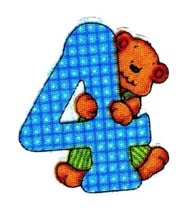 teddy bear number fabric applique iron on #4 blue not embroidered 2 inch - Picture 1 of 2