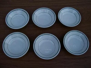 HOMER LAUGHLIN BEST CHINA (LOT OF 6) DESSERT /BERRY BOWLS 3 GREEN STRIPES - Picture 1 of 4