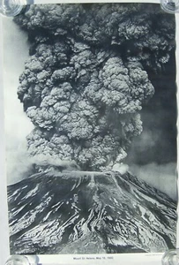 VTG 1980 Mt. St. Helens Volcano Eruption Poster 20”x31” Grant Haller Seattle PI - Picture 1 of 5