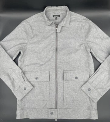 Chaqueta Express Para Hombre Pequeña Gris 100% Algodón Ligera Motociclista Informal Cremallera Completa Foto 1 de 4