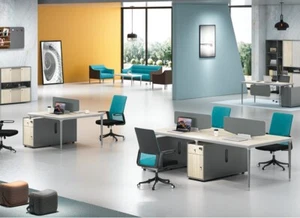 Möbel Einrichtung Ausstattung Tisch Callcenter 4 Arbeitsplätze Schreibtisch Büro - Bild 1 von 7