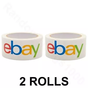 Cinta 2 Rollos Envío Embalaje Sellado Blanco Opaco Marca eBay Logo Multicolor - Imagen 1 de 3