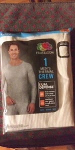 Fruit Of The Loom Dual Defense Men's Thermal Crew, Natural White, Size M MEDIUM - Picture 1 of 1