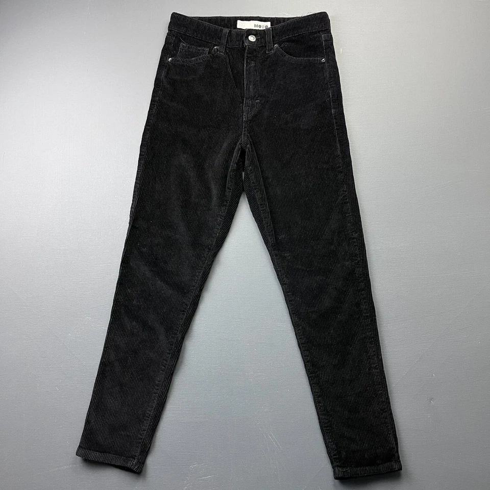 Calça de veludo feminina Topshop Moto W28 L30 preta cintura alta afunilada vintage Y2K - Imagem 1 de 4
