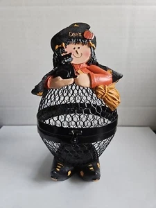 See's Candy Metal Mesh Halloween Candy Holder - Cute Witch With Black Cat - Picture 1 of 12