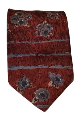 Corbata para hombre Zylos George Machado 100 % seda italiana borgoña floral L 58" W 4" Foto 1 de 4