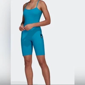 New Adidas Blue SL SU Studio Lounge Tank Jump Suit sz. small - Picture 1 of 11