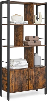 VASAGLE Bookshelf, Storage Shelf, Large Bookcase with Doors, 4 Shelves, Stable S - Image 1 of 4