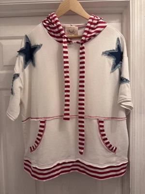 Fantastic Fawn Star Patch Sudadera con Capucha Talla Pequeña Nueva Sin Etiquetas Rojo Blanco Azul Manga Corta Foto 1 de 4