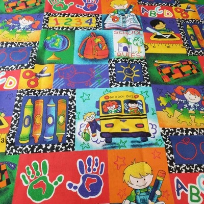 Kinder Kids Patch Calico Fabric 22x44 Springs Creative School Theme Quilt Craft - Image 1 of 4