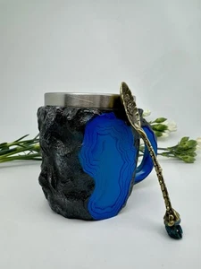 Resin Like Mineral Crystal Coffee Mugs With Handle 200ml/6.67oz/+Gift Teaspoon - Picture 1 of 5