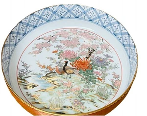 VTG Toyo Japan Shibata Porcelain Bowl - Pheasant Design with Gold Trim & Accents - Picture 1 of 7
