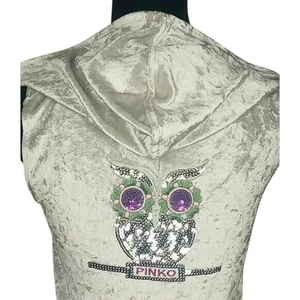 Vestido con Capucha PINKO Piel Italiana Marca de Lujo Raro Terciopelo Plateado - M - Imagen 1 de 10
