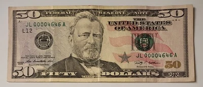  2009-  $50 Bill- Fancy/Low Serial #00004646 - Image 1 of 2