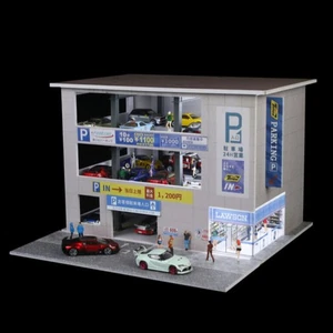 1:64 Diorama Car Garage Model LED Lighting Japanese Parking Building Scene Model - Picture 1 of 23