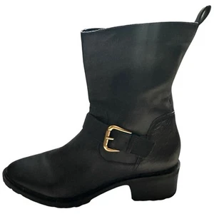 Sole Society Jorryn Block Heel Mid Calf Moto Boots Lug Sole Black Size 8M - Picture 1 of 6
