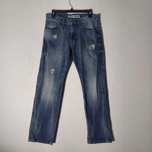 Express Größe 30 x 30 Rocco schmale Passform gerades Bein blau Herren distressed Jeans  - Bild 1 von 17