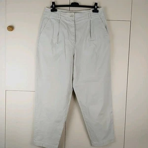 Women's Toast Barrel Leg Trousers Balloon Cotton Stone Pleated W34 L26.5 UK14 - Picture 1 of 5