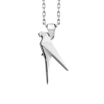 Collana origami pappagallo in argento sterling lucido per regalo mamma - Immagine 1 di 4