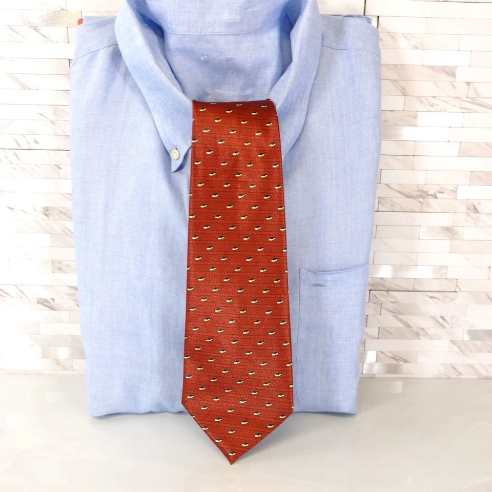 Corbata Naranja Para Hombres Geo Block Satinado Tejido Traje Brillante Colección UMO LORENZO Foto 1 de 4