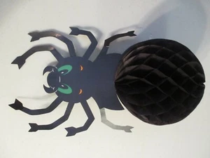 Black Spider Fold Out Honeycomb Tissue Hanging Halloween Die Cut Decoration - Picture 1 of 7