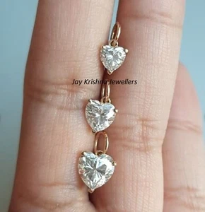 14K Mossoianite Diamond "Heart" Charm Handmade Prong Setting Anniversary Pendant - Picture 1 of 3