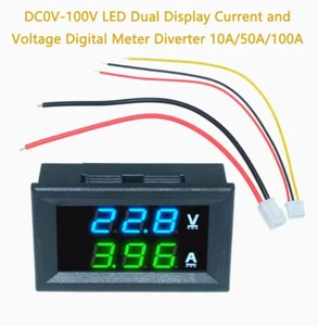 DC0-100V LED Dual Display Current and Voltage Digital Meter Diverter 10A/50/100A - Picture 1 of 16