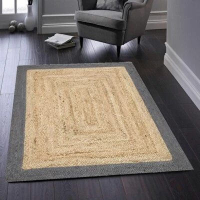 Natural Jute Braided Home Decor Area Rug Non Slip Rustick Look Modern Carpet Mat - Image 1 of 4