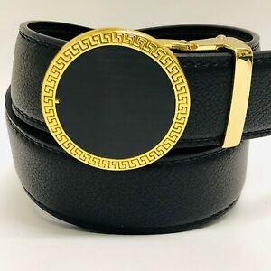 Fashion Men Designer Genuine Leather Gold Slide Sliding Buckle nohole New Belt 