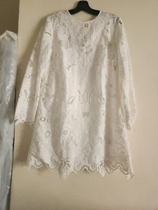 H&M lace dress with long sleeves white Sz M NWT - Picture 1 of 5