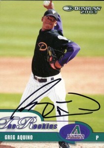 2003 Donruss GREG AQUINO Signed Card autograph AUTO DBACKS BREWERS
