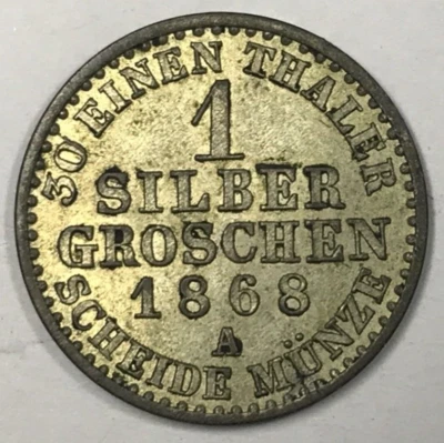 1868 A GERMAN STATES PRUSSIA 1 GROSCHEN UNC - Image 1 of 2