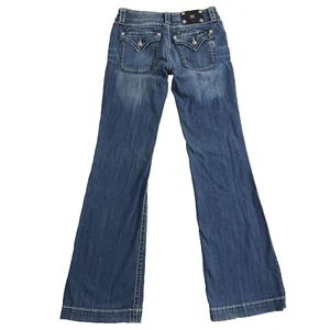 Miss Me Wide Leg Jeans Pants Womens 28 Blue Low Rise Logo Denim Cotton Stretch - Picture 1 of 19