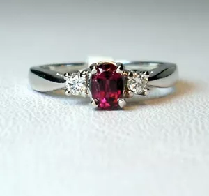 0.37 ct Natural Rubellite, 0.13 cttw Diamonds 10K White Gold Ring Was $925 Video - Picture 1 of 11