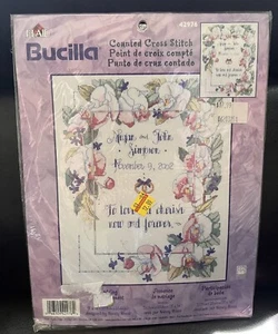 Bucilla Plaid Counted Cross Stitch Kit Wedding Sampler 42976- 2001 NIP Vintage - Picture 1 of 2