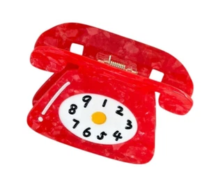 NEW Red Rotary Telephone Hair Claw Hair Clip Hair Accessories Phones Cute Gift - Picture 1 of 6